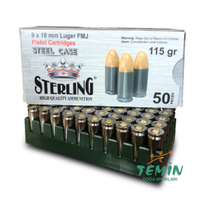 9x19 mm (Luger) Sterling FMJ-115 Grn Çelik Kovan Tabanca Fişeği