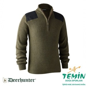 DEERHUNTER Rogaland Yarım Fermuarlı Yeşil Kazak M