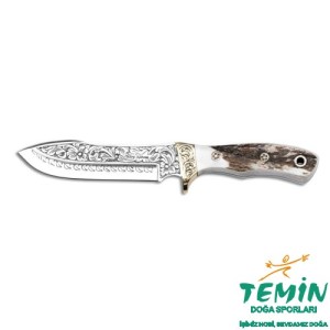 Bora 412 Safari Geyik Boynuzu Saplı Gravürlü Bıçak
