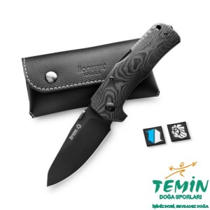 Lionsteel TM1 Special Edition - BladeHQ - Black Camo Carbon Fiber - Black Blade Deri Kılıflı Çakı