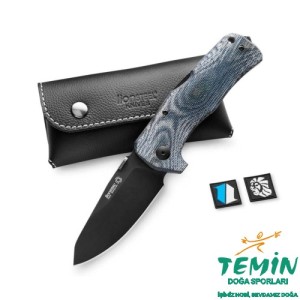 Lionsteel TM1 Special Edition - BladeHQ - Blue Canvas - Black Blade Deri Kılıflı Çakı