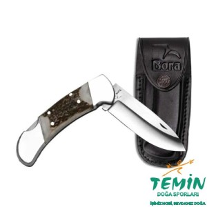 Bora 205 BP Büyük Boy Yuvarlak Uçlu Boynuz Saplı Çakı